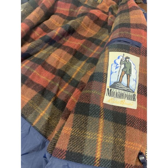VTG Eddie Bauer XL Plaid Wool Lind Mountain Parka Outdoor Winter Coat Jacket - Picture 8 of 10